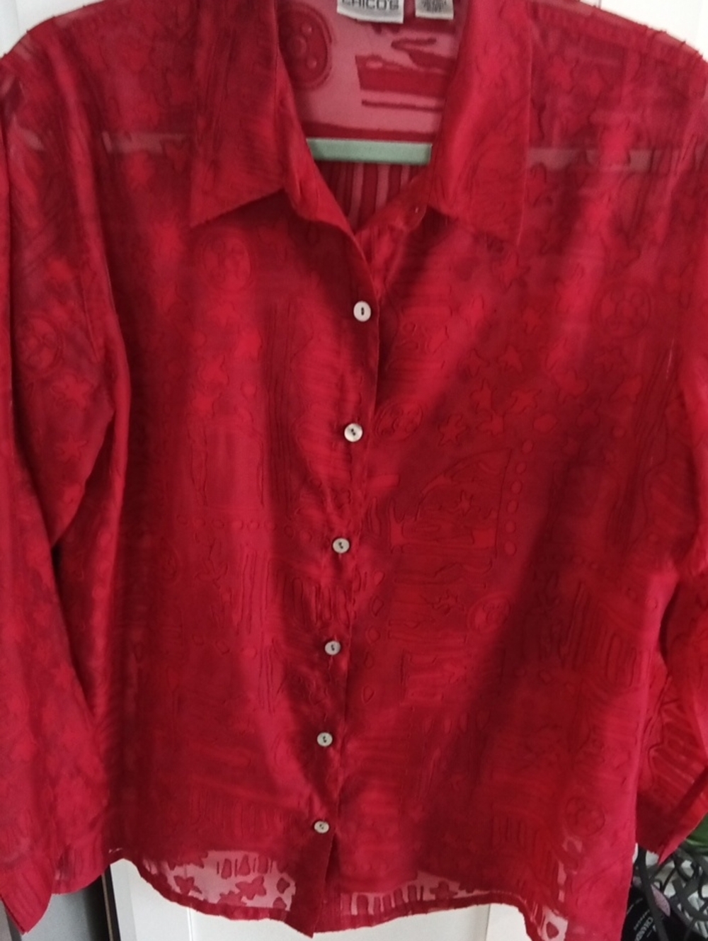 Chico's Men's Red Sheer Button-Down Shirt